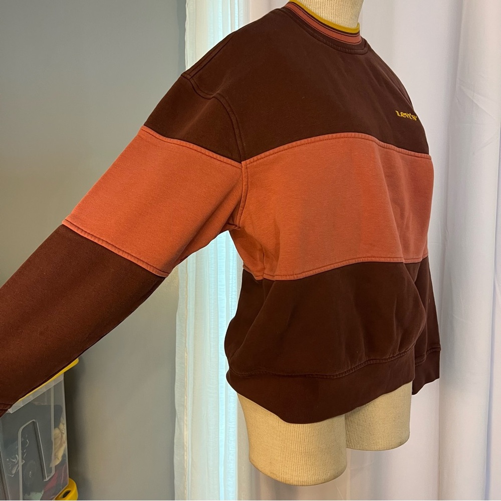 Levis Sweater Relaxed Fit Small Pullover Burgundy Pink Logo unisex cotton